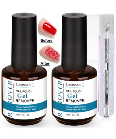 LOUINSTIC Gel Polish Remover - (2 Pack) Gel Nail Remover 3-5 Minutes Easy & Quick Gel Remover for Nails Remove Gel Polish 0.5 oz removedor de gel para u as 2 PCS Gel Polish Remover
