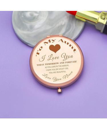 Jielahua Aunt Gift - Pocket Compact Makeup Mirror for Aunt | Birthday, Wedding, Thanksgiving Day Present from Niece - Best Auntie Gift - Buy Online on SooperMarket.com