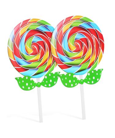 ABOOFAN 2pcs Hand Holding Prop Lollipop Wedding Decorations Ornament Christmas Decorations Candy Decorative Photo Props Large Swirl Lollipops Decorative Lollipop Prop Lollipop Decorations