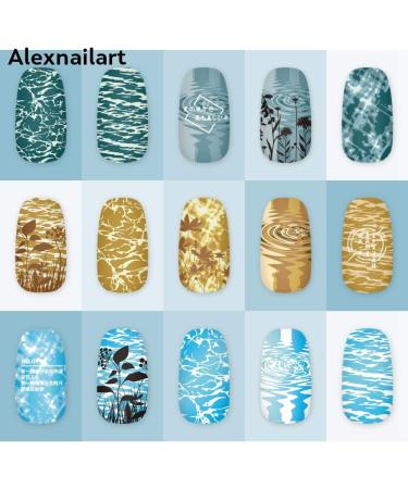 Alexnailart Nail Art Stamping Plates Image Template Wave Water ripple Plant Word Pattern Design Stamper Nail Art DIY Print Manicure Nail Art Stencil Tools FA060 - Buy Online on SooperMarket.com