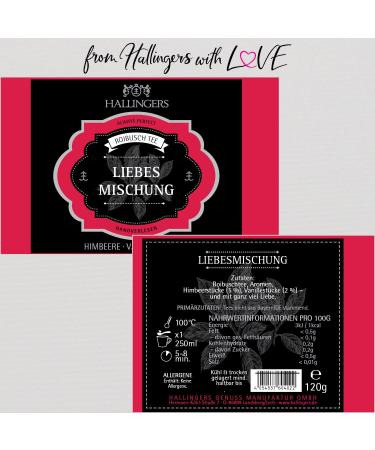 Hallinger's Love Mix - Loose Rooibos Tea with Raspberry & Vanilla | Perfect Mother's Day & Father's Day Gift | 120g Can - Wedding & Anniversary Ideas - Buy Online on SooperMarket.com