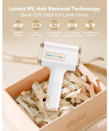 Glattol IPL Laser Hair Removal - Fast & Pain-Free Whole Body Treatment Device with 9 Levels of Customized Comfort - White - Buy Online on SooperMarket.com