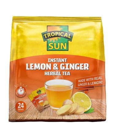Tropical Sun Intant Lemon and Ginger Herbal Tea. Sweet Spicy & Refreshing! - 24 Sachets (Pack of 1)