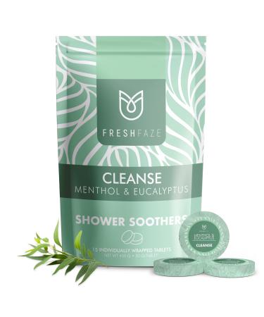 Fresh Faze Menthol & Eucalyptus Shower Steamer - Made from Organic Essential Oils - Relaxing Aromatherapy & Bath Supplies - Cool, Minty Scent for Stress Relief - 15 Tablets in Individual Wrapping