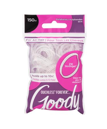Goody Ouchless Womens Polyband Elastic Hair Tie - 150 Count, Clear - Fine Hair - Hair Accessories to Style With Ease and Keep Your Hair Secured - Perfect for Fun and Unique Hairstyles - Pain-Free Clear 150 Ct