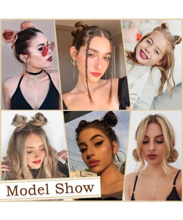 Sofeiyan 2PCS Mini Claw Clip Hair Bun Extensions - Cat Ears Messy Updo Space Bun Accessory for Women/Girls in Strawberry Blonde & Bleach Blonde - Buy Online on SooperMarket.com