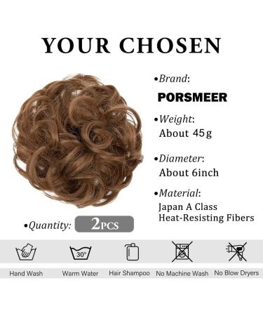 2PCS Light Auburn Messy Hair Bun Extensions - Curly Wavy Updo Scrunchies for Women - Synthetic Chignons - 30 - Buy Online on SooperMarket.com