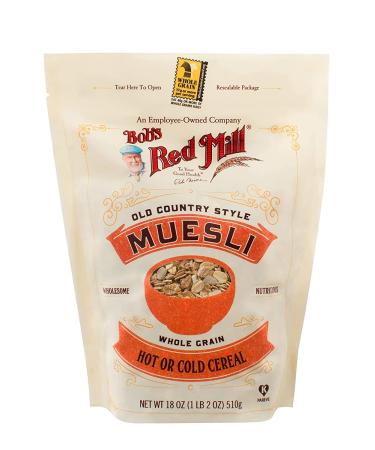 Bob's Red Mill Resealable Old Country Style Muesli Cereal, 18 oz (Pack of 3) 18 Ounce (Pack of 3)