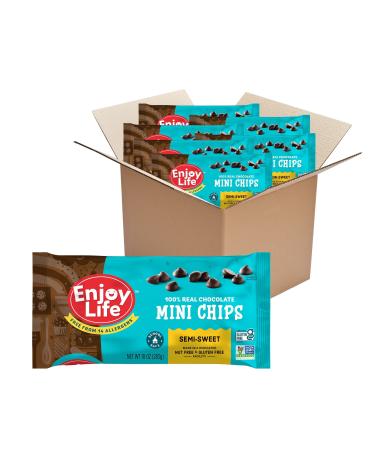 Enjoy Life Baking Chocolate Semi-Sweet Mini Chocolate Chips, Gluten Free, School Safe, Non GMO, Dairy Free, Soy Free, Vegan, Nut Free Chocolate, 6 Bags (10 oz) Bulk Chocolate