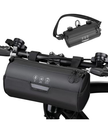 Eyin bicycle handlebar bag 2 l waterproof reflective bicycle bag handlebar with removable shoulder strap for racing bike MTB e-bike rides outdoors (round run)