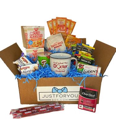 Get Well Gift Package Sick Bundle Mug with Tea Emergen-C Apple Cider Hot Cocoa Ramen and Assorted Snacks Box College Gifts Get Well Soon