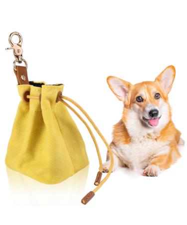 Newofview treats for dogs treats made of canvas for dog food for dog food storage bag with clip buckle for dog training feed bag for dogs yellow