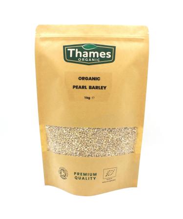 Organic Pearl Barley Grain - 100% Pure and Natural No Additives No Preservatives Raw Vegan GMO Free High Fibre High Protein Certified Organic - Thames Organic 1kg 1 kg (Pack of 1)