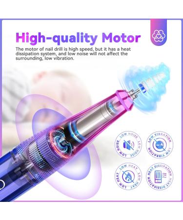 SAVILAND Portable Electric Nail Drill - 35000RPM Nail File for Acrylic Nails | Professional Manicure & Pedicure Supplies | Perfect for Home & Salon Use - Buy Online on SooperMarket.com