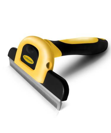DakPets Pet Deshedding Tool | Professional Cat and Dog Brush for Shedding | Fur Deshedding Brush and Pet Hair Remover for Cats and Dogs | Stainless Steel Cat and Dog Shedding Brush for Pet Grooming Yellow