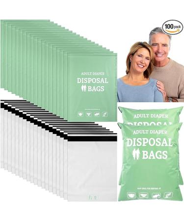 PerKoop 100 Pcs Extra Thick Large Adult Diaper Disposable Bags Odor Tight Sealing Disposal Bags Tear Resistance Sanitary Bag for Feminine Products Prevents Leakage Incontinence Unscented Diaper Sacks