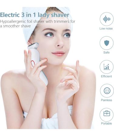Women's Electric Shaver | Bikini Trimmer & Razor for Face, Legs, Underarms | Wet & Dry Rechargeable Lady Shaver - Blue/White - Buy Online on SooperMarket.com