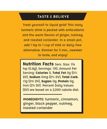 Spicewalla Golden Milk Powder 3.6 oz - Cinnamon Ginger Turmeric Drink Tea Latte Mix - 1 Pack - Buy Online on SooperMarket.com