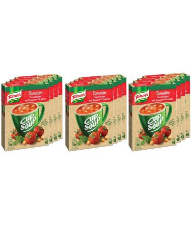 KNORR CUP A SOUP Tomato cream soup with crispy crowls delicious vegetable soup without flavor enhancing additives and dyes 12x 57 g tomatoes cream soup 57 g (12 Pack)