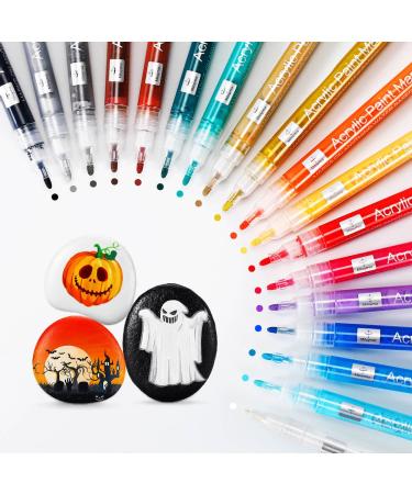 Paint Markers Acrylic Paint Pens for Pumpkins Painting Canvas Ceramic Rocks Wood Plastic Craft Supplies 18 Vibrant Colors Acrylic Paint Markers for Graffiti Christmas Easter Egg for Adults Or Kids