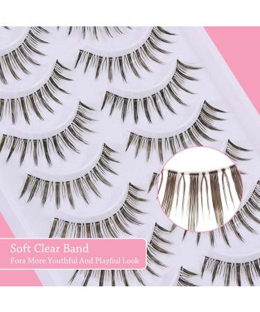 Buy Outopen 10 Pairs Brown Natural Look Manga Lashes - Short 5-13MM Handmade Wispy False Eyelashes for Daily Wear | International Shipping - Buy Online on SooperMarket.com