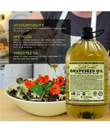 Salute Sante! Cold Pressed Grapeseed Oil - High Temperature Cooking & Healthy Salad Dressing Oil - Non-GMO, Kosher, Vegan - 5L/170oz - Buy Online on SooperMarket.com