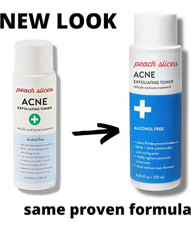 Peach Slices Acne Exfoliating Toner - 2% Salicylic Acid, AHA+BHA Exfoliation - Calming, Breakout Prevention - Alcohol & Sulfate Free - 4 Oz - Buy Online on SooperMarket.com