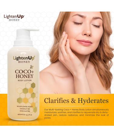 LightenUp Honey Skin Brightening Body Lotion - 13.5 fl oz - Fade Dark Spots & Hyperpigmentation with Shea Butter & Honey - For Face, Knees, Elbows - Buy Online on SooperMarket.com