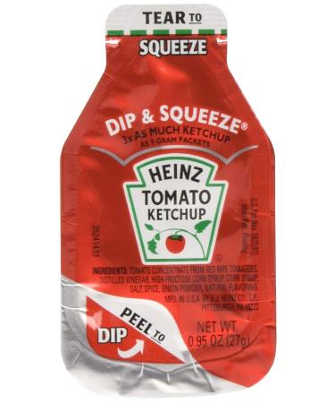 Heinz Ketchup Dip & Squeeze Packets (0.95 oz Packets Pack of 100) 3x More Ketchup Than The Standard .32oz Packets