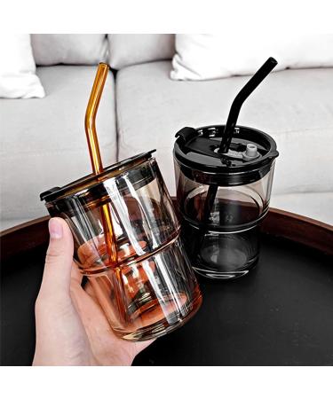 BLUEPOLAR 13oz Amber Tumbler Water Bottle with Straw and Lid - Insulated Glass Coffee Mug - Buy Online on SooperMarket.com