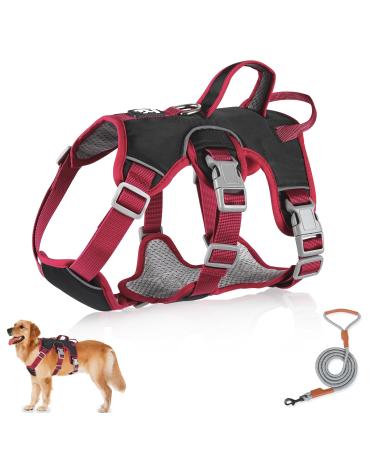 Multi-purpose dog harness with a leash set outbreak-proof anti-train dog harness anti-train dishes dog safety dishes dog harness Small dogs for small medium-sized dogs (black l) l black
