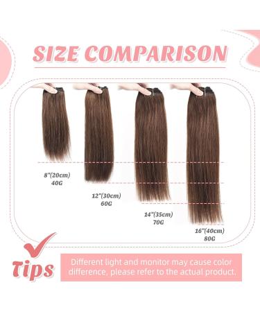 Vlasy Copper Brown Clip in Hair Extensions 14 Inch - Seamless Natural Human Hair Weft Extensions for Women - Buy Online on SooperMarket.com