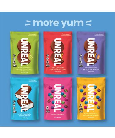 UNREAL Dark Chocolate Peanut Gems - Vegan, Fair Trade, Non-GMO - Gluten Free, No Sugar Alcohols, Pack of 6 (5oz Each) - Buy Online on SooperMarket.com