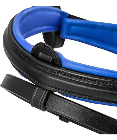 Sunride English Combined Bridle Hawaii with Reins - Soft Real Leather Adjustable & Anatomical - COB Black/Blue - International Shipping Available - Buy Online on SooperMarket.com