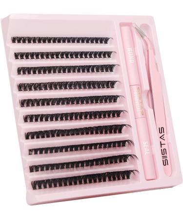 DIY Lash Extension Kit - 200pc D Curl Volume Cluster Lashes with Bond, Seal, and Tweezers | Home Application Individual Eyelash Extensions - 50D Kit - Buy Online on SooperMarket.com