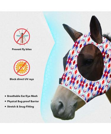 Harrison Howard Super Comfort Stretchable Fly Mask for Horses | UV Protection Soft & Breathable | XL Extra Full Size Tribal Abstract - Buy Online on SooperMarket.com