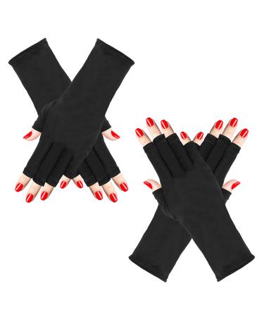 WLLHYF Anti UV Gloves Professional Gel Nail Gloves Fingerless Driving Gloves Sun Protection Gloves for Home Outdoor 22cm-Black