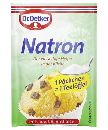 Dr.Oetker Natron 8 Pack 8 x 5 x 5 g sodium hydrogen carbonate for deacidifying as a gauge in baking recipes & for digging coffee / tea water versatile vegan