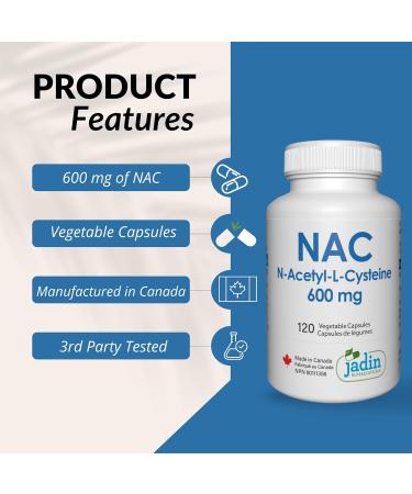 NAC (N-Acetyl-L-Cysteine) 600 mg 120 Vegetable Capsules - Buy Online on SooperMarket.com
