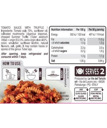 TARTUFI JIMMY Truffle & Tomato Sauce 180g - Buy Online on SooperMarket.com