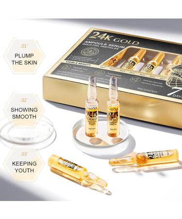 24K Serum Niacinamide Serum Concentrated Ampoules for Face Serum Collagen Booster for a Natural Face Lift Anti-Aging Serum Strengthen the Skin Barrier Deep Hydrating 7x2ml Ampoule Serum - Buy Online on SooperMarket.com