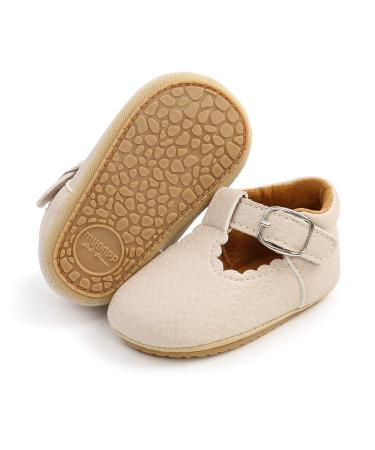 RVROVIC Baby Girl Moccasins Princess Mary Jane Flat Dresses Shoes Premium Lightweight Soft Sole Crib Shoes Toddler Shoes 6-12 Months A1 Beige