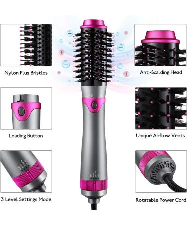 6-in-1 Hair Dryer Brush and Volumizer - Detachable Styler for Straightening, Curling, Drying - One-Step Hot Air Brush for Styling - Buy Online on SooperMarket.com