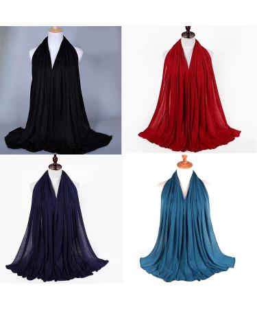 Youme Stretch Jersey Turban Head Wrap for Women - Soft, Breathable Scarf in Black, Navy Blue, Red - Buy Online on SooperMarket.com