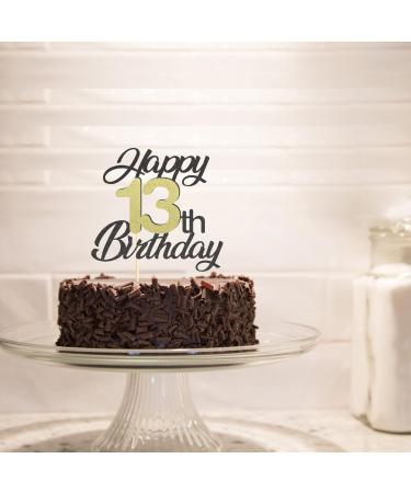 Sumerk 13th Birthday Cake Attachments - Gold & Black Party Decorations | 1 Pack Cake Lid & Accessories - Buy Online on SooperMarket.com