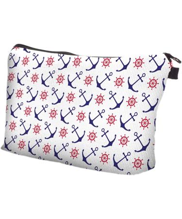 PREMYO Small Cosmetic Bag - Stylish Makeup & Pencil Case for Women - Perfect for Handbags - Anchor Design - Buy Online on SooperMarket.com
