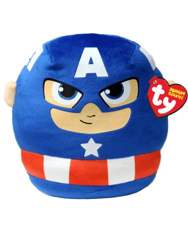 TY Marvel Avengers Captain America Squish-A-Boo 10 Inches | Licensed Squishy Beanie Baby Soft Plush Marvel Toys | Collectible Cuddly Stuffed Teddy Captain America 10 Inches
