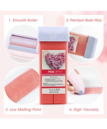Dual Roll On Waxing Kit with Rose Wax Cartridge - Hair Removal Double Wax Warmer for Legs, Arms, Underarms - Pink - Buy Online on SooperMarket.com