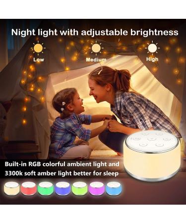 Portable White Noise Machine with Night Light for Sleeping Baby Kids - 34 Soothing Sounds, USB Rechargeable, Auto-Off Timer - Ideal Sleep Aid for Adults, Babies, and Travel - Buy Online on SooperMarket.com