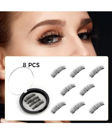 3D Dual Magnetic Eyelashes Set - No Glue Needed, Reusable False Lashes with Applicator for Natural Look (8 PCs) - Buy Online on SooperMarket.com